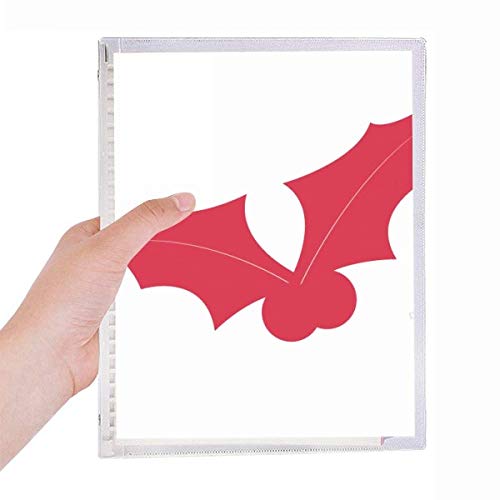 Carnet de Noël à spirale avec motif feuilles rouges et pages rechargeables pour fêtes