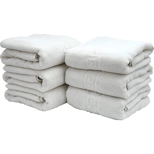 Elige ADP Home - Pack de 6 Und. Toalla Greca, 100% ALGODÓN, Textil para HOSTELERÍA, (Blanco, 100 X 150 CM)