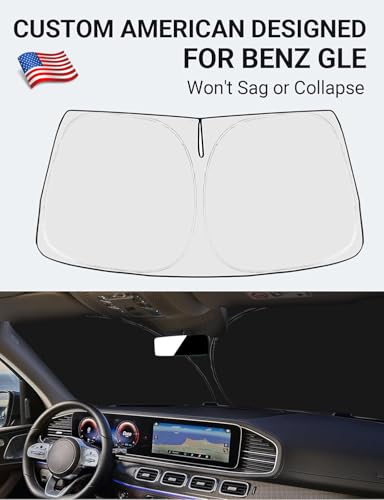 Image of Proadsy Windshield Sun Shade Custom Fit Mercedes Benz GLE 2020-2024 2026 4-Layer Foldable Front Sunshade Protector Sun Visor Blocks UV Rays Keep Car Cooler