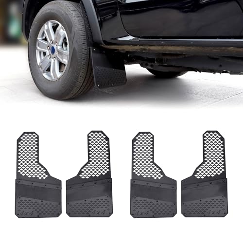 Heavy Duty Mud Flaps All Weather Resistant Splash Guards Compatible with Universal Trucks SUVs Vans Off-Road and Daily Use (4PCS Black Front&Rear)