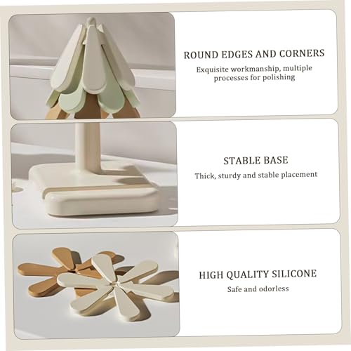 Coasters d'arbres silicone 3pcs avec support pliable pour plats chauds - 3
