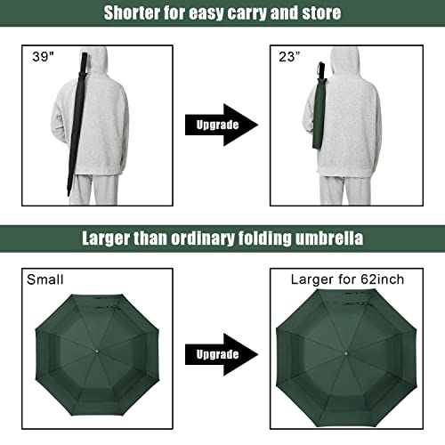 Image of G4Free 62 inch Portable Golf Umbrella Automatic Open Large Oversize Vented Double Canopy Windproof Waterproof Sport Umbrellas | Windproof Heavy Duty Umbrella, Automatic Open, Sport Umbrella, Durable, Waterproof Stick Umbrella, for Rain, for 2 People