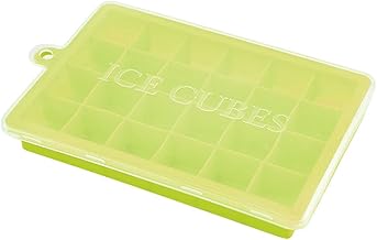 قالب مكعبات ثلج سيليكون مكون من 24 شبكة من جي واي دبليو، صندوق صنع مكعبات ثلج مع غطاء، قوالب حلويات وكيك للبودينج والشوكولاتة، قالب مكعبات شبكي (اللون: أخضر مع غطاء)