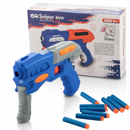 Storio EVO Sniper Hot Fire Gun Toy with 10 Safe Soft Foam Bullets, Fun Target Shooting Battle Fight Game for Kids Boys - Blue (B0CNRGSTH6) Amazon Price History, Amazon Price Tracker
