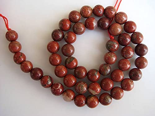 Perles jaspe rouge et gris 8mm grand trou 1mm fil de pierre ronde pour création bijoux DIY