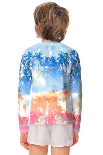Image of AOBUTE Unisex Kids Rash Guard Long Sleeve SPF 50+ Sun Shirt UV Protection Swim Shirts 3-12 Years