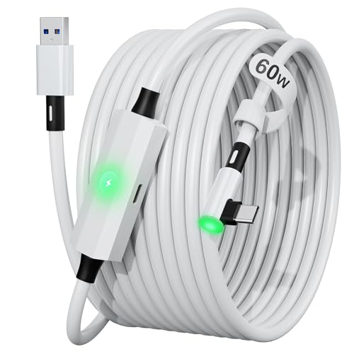 MTAKYI Link Kabel mit Ladeanschluss 5m【2026 Neues】–High Speed 5Gbps USB 3.2 A to USBC VR Kabel kompatibel mit Meta Quest 1/2/3/3S, Oculus Quest Pro, Pico 4 & PC Steam VR Headset Zubehör