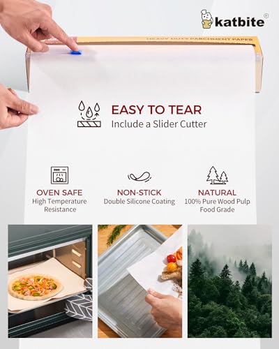 Katbite CA-3850ROLL-60MX2-1 Parchment Paper Roll For Baking, 2 Pack Of 15 In X 210 Ft, Heavy Duty Cooking Paper For Baking Bread, Cookies, Non-Stick For Oven, Air Fryer, Steamer thumb #5
