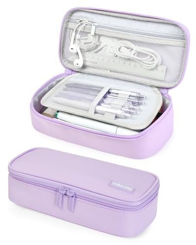 YOKUMA Federmäppchen mäppchen federtasche federmappe etui Schule groß Kapazität für mädchen Teenager Erwachsene schlamppermäppchen federpenal schulmäppchen Aesthetic Pencil case(Flieder)
