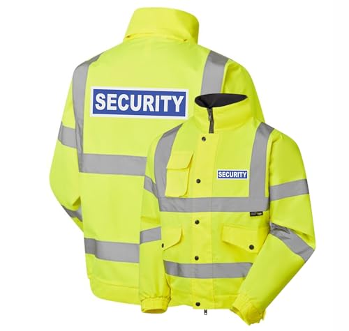 Image of Security Badge Yellow Hi Vis Bomber Jacket Reflective, Waterproof, Conforms to EN20471 Class 3, High Visibility, By Brook Hi Vis, XXXLarge