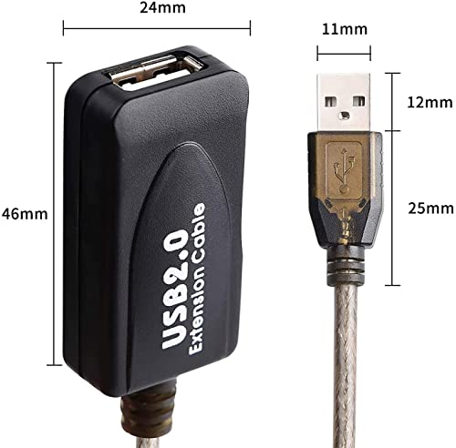 Image of USB 2.0 Type A Male to A Female Active Repeater Extension Cable 130ft, High Speed 480 Mbps