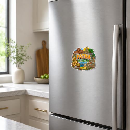Image of Zesta Wooden Fridge Magnets Set | Refrigerator Decor Magnets for Kitchen | India Souvenir Fridge Magnet Collection | Wooden Magnet for Fridge Door Decoration (Patna)