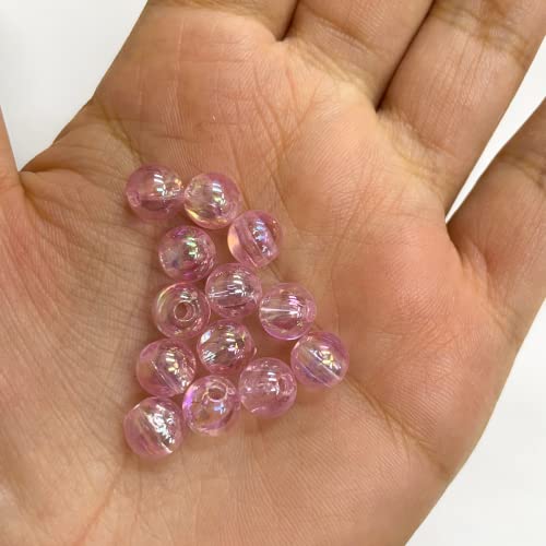 Miçanga Bola de Sabão Translucida Rosa Bebe Irisada 8mm 100G