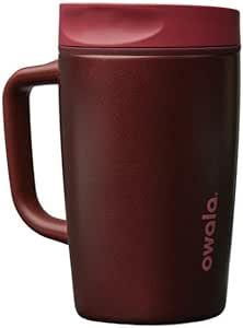 Owala SmoothSip Slider Stainless Steel Insulated Travel Mug with Handle, 12oz, Black Cherry