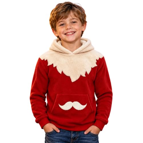 Kids Christmas Mustache Hoodie Cosplay Fleece Pullover Sweatshirt For Boys - image 2