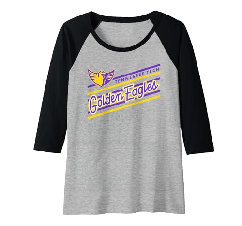 Tennessee Tech Golden Eagles Retro Performer Gray Raglan Baseball Tee, Women, Black/Athletic Heather, Large