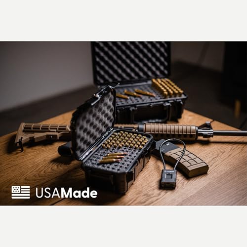 Evergreen 100 Rifle Round Ammo/Bullet Locking Storage Case - Waterproof Universal Ammo Can & Protective Case - Travel Safe/Mil Spec/USA Made - for storing 223 5.56 (57 Black, Rifle) - Thumbnail 4