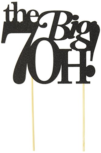 All About Details The Big 7OH! Cake Topper, 1pc, 70th Birthday Cake Topper, 70th Anniversary Cake Topper, 70th Birthday Decoration (Black)
