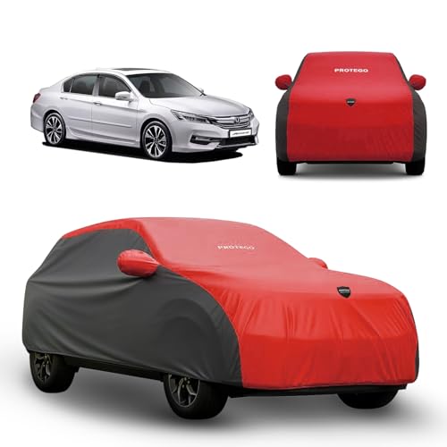 Image of PROTEGO Prime Series India's 1st Anti-Tear Car Cover for Honda Accord | Heavy-Duty, Custom Fit, All Weather Protection | 100% Waterproof, Windproof & Hail Resistant | 2-Year Warranty | Red + Black