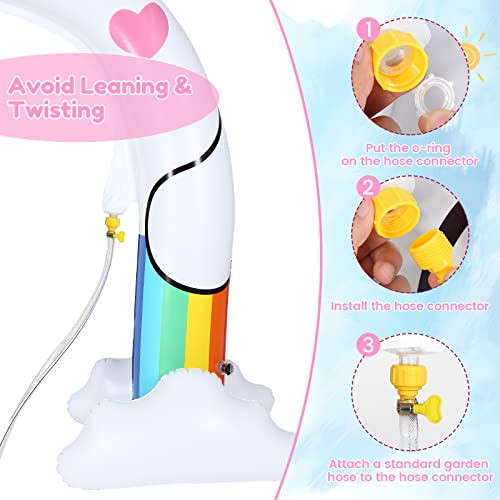 Inflatable Unicorn Sprinkler For Kids, Perbyste Giant Rainbow Arch Kid Sprinkler, 7.9 X 6.6 Ft Water Sprinkler Outdoor Play Game, Kids Summer Toy For Yard Outside Party #TOP3