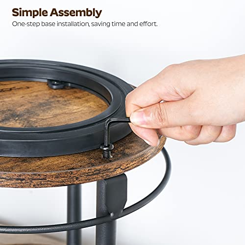 YATINEY Lazy Susan Organizer, Rotating Spice Rack, 2 Tier Spice Turntable Organizer, Industrial Turntable Spice Holder, for Kitchen Countertop and Cabinet, Compact and Versatile, Rustic Brown SR22BR by YATINEY - Image 9