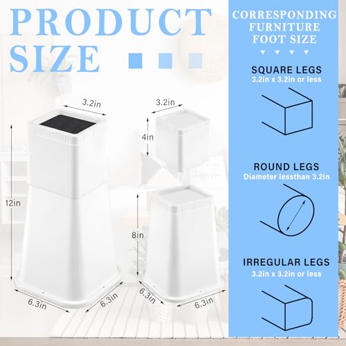 Novabright 12 Inch 4 Pack College Dorm Bed Risers,White by Novabright - Used condition - Image 2