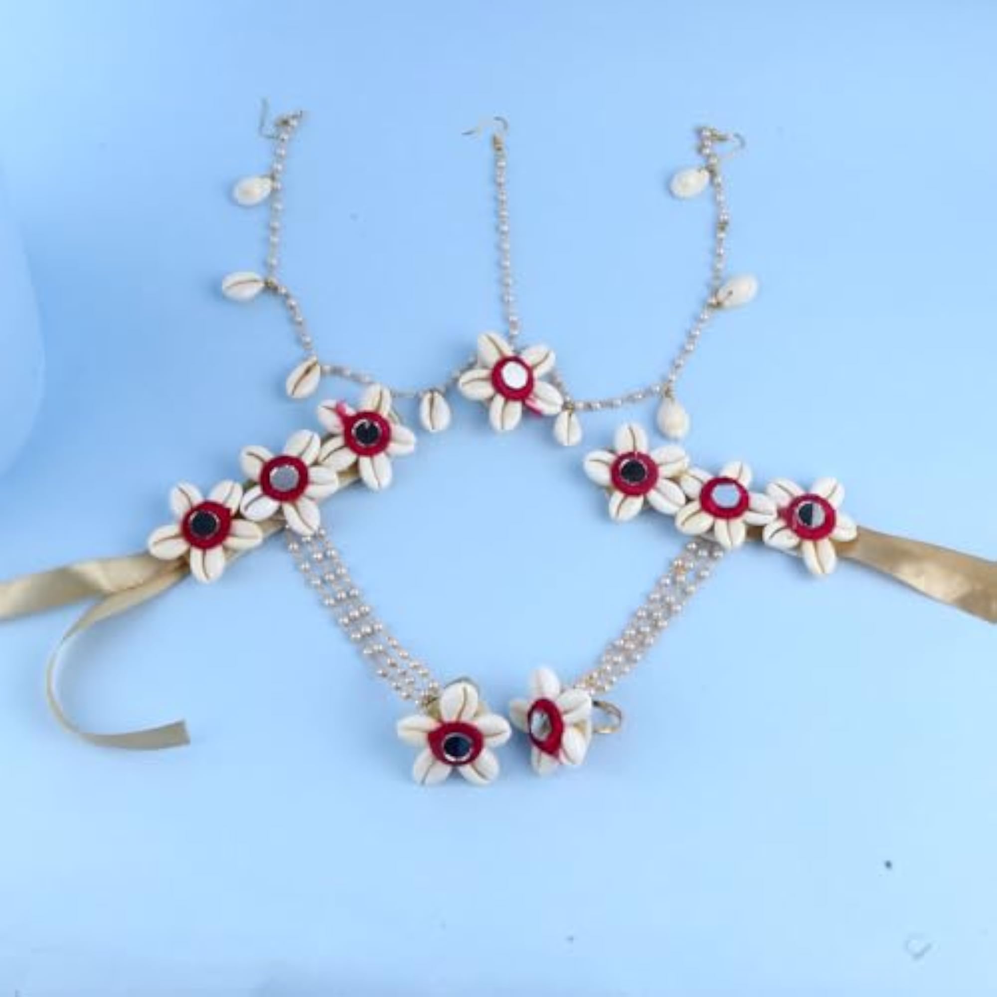 Women's Artificial Kawadi Flower Jewellery Set