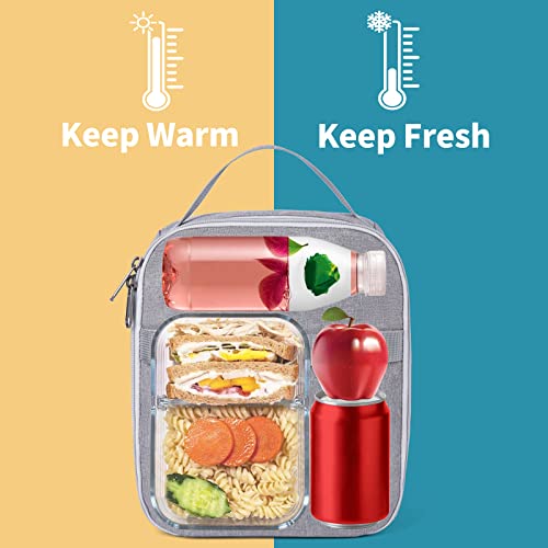 Insulated Lunch Bag For Women Men Work Lunch Pail Cooler, Reusable Thermal Soft Leakproof Lunch Box For Adult Office Lunch Tote Bag Fit Travel Picnic (Gray) #TOP5