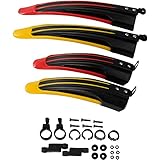 Juvale Bike Fender - 2-Pair Adjustable Bicycle Rear and Front Mud Guard, Bike Tire Accessories for Road Mountain Bike, Cycling, Yellow and Red, 16 x 3.3 x 1.8 Inches and 12 x 2.8 x 1.8 Inches