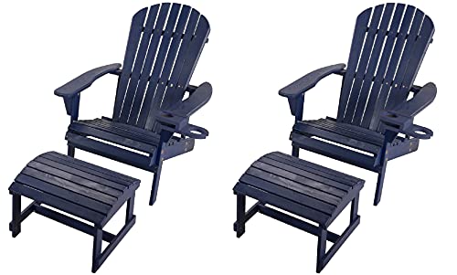Wunlimited Sw2101Nv-Ch2Ot2 Set Adirondack Chairs, Navy Blue #TOP26