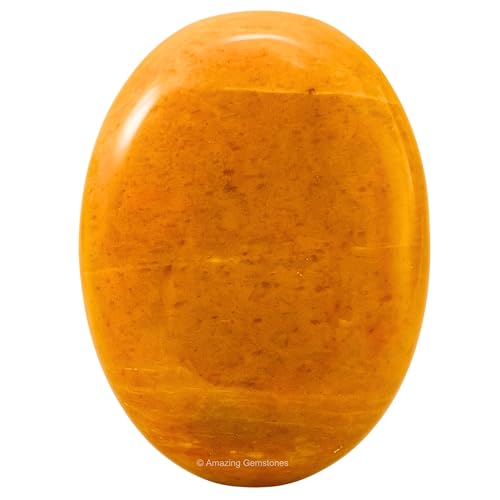 Image of Yellow Jasper Crystals and Healing Stones - Large Palm Stone Crystals Piedra - Crystal for Good Luck, Balanced Positive Energy, Meditation - Unique Stocking Stuffers and Birthday Gifts for Women, Men
