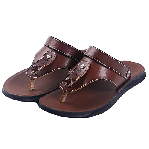 Tongs pour hommes sandales plage cuir semelle caoutchouc