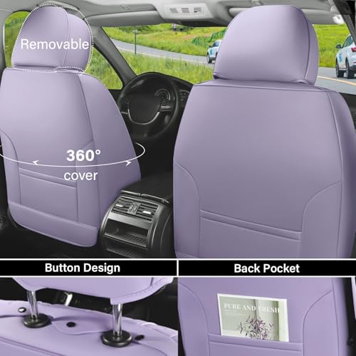 Image of Coverado Seat Covers, Car Seat Covers Front Seats, Car Seat Cover, Car Seat Protector Waterproof, Car Seat Cushion Nappa Leather, Purple Seat Covers Carseat Cover Universal Fit for Most Cars