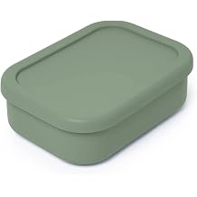 Indian-Tiffin Bento Lunch Box Silicone Container, 3 Compartments, Food Grade, Lunch Container, Leak-Proof Salad Bento Box, Microwave safe Green