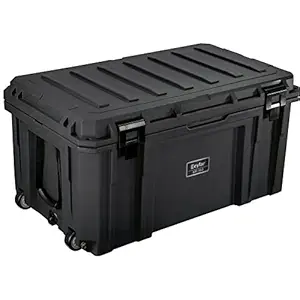 Eylar SR-160 XL Crossover Overland Roller Cargo Case, Equipment Hard Case, Roto Molded, Stackable with Pad-Lock Hasp, Strap Mountable, TSA Standard, IPX4 Rated, 160 Liters, Black, 160 Liters, Black