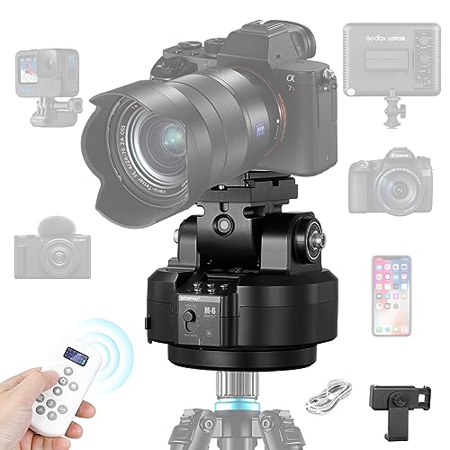 Soonpho M6 Motorisierter 360 Grad Erehbarer Elektrischer Remote Panorama-Stativkopf mit Telefonklemme und Fernbedienung AI Face Tracking Gestenerkennung AB Zwei Punkt Typ für DSLR,Stativ,Mobiltelefon