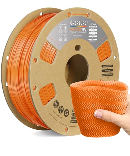 Image of OVERTURE TPU High Speed Filament 1.75mm Flexible 95A Roll, 3D Printer Filament, Fit Most FDM Printer(HS TPU Orange)