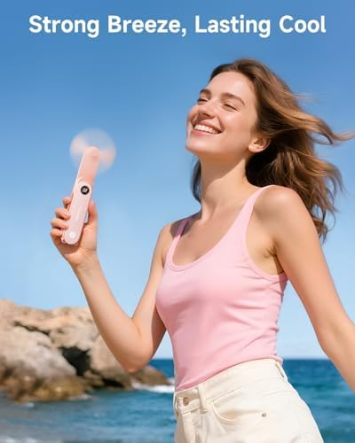 Image of SWEETFULL Portable Handheld Mini Fan with LED Display, 3-in-1 Personal Foldable USB Rechargeable Hand Held Fan & Flashlight for Travel, Lash Eyelash, Cute Small Pocket for Women, Girls