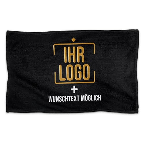 Print Royal PR Personalisiertes Gäste-Handtuch mit Logo & Wunschtext - Handtuch mit Firmenlogo Bedrucken, Werbegeschenke, Verein, Abschiedsgeschenk Kollegen | Fotohandtuch, 50 x 30 cm Querformat