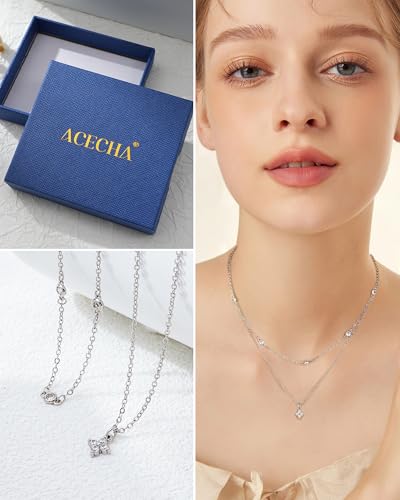 ACECHA Diamond Necklaces for Women-Dainty 18K Gold Silver Plated Choker CZ Layered Pendant with Pearl Diamond Zircon Cross Trendy Minimalist Necklace Jewelry Gifts For Women2