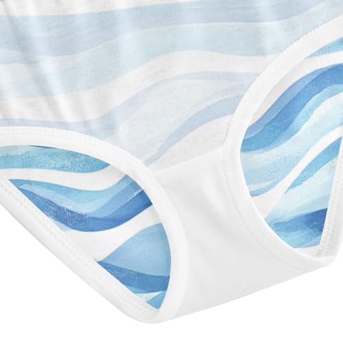 ZZKKO Watercolor Blue Sea Wave Girls Underwear Toddler Panties for Girls Comfort Brief Size 2-8T4