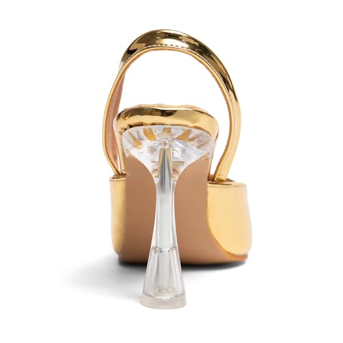 GATUXUS Women's Clear Kitten High Heels Slingback Pumps Shoes Pointed Toe Backstrap Wedding Party Dress Sandals 5