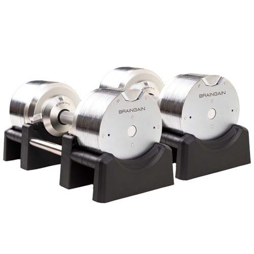 BRAINGAIN Verstellbare Hanteln - 23.5kg 32.5kg 41.5kg - Chrom/Schwarz - Vielseitige Heimfitness-Gewichte für Krafttraining (Chrom 2 x 41 5kg)