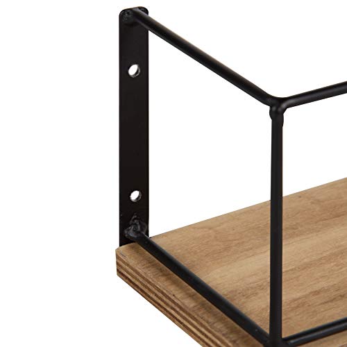 Kate And Laurel Benbrook 24 Inch 2-Pack Wood And Metal Floating Wall Shelves, Rustic Brown And Black #TOP2