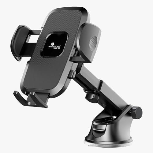 Image of Kratos Grip X3 Premium Mobile Holder for Car with Back Button Unlocking Mechanism, Strong Suction Cup, 360 Rotatable,Car Mobile Holder for Wildshield and Dashboard, Compatible with 4 to 7 inch Smartphone