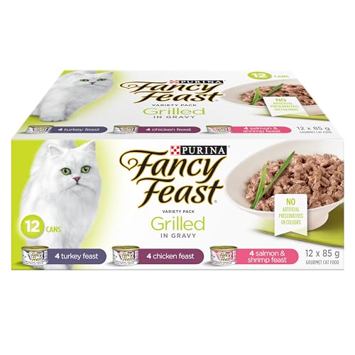Fancy Feast Grilled Wet Cat Food, in Gravy Variety Pack 3 Flavours - 85 g Can (12 Pack) image 2