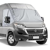 TIHOOK Wohnmobil Thermoschutz Abdeckung, Leder Frontscheibenabdeckung mit Reißverschluss, Wasserdicht & Kalt Staub Schutz Sonnenschutz, Scheibenabdeckung für FI-AT Du-cato, Jum-per, BO-xer 2006–2025