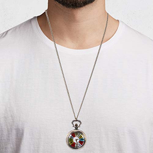 ibasenice Heren vintage mechanisch zakhorloge roestvrij staal zakhorloge met ketting analoog skelethorloge handmatig opwinden mechanisch horloge - Afbeelding 6