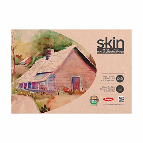 Image of Anupam Skin Toned Watercolour Paper Pad - Beige Toned - Cold Press Paper - 225 GSM - 15 Sheets - A4