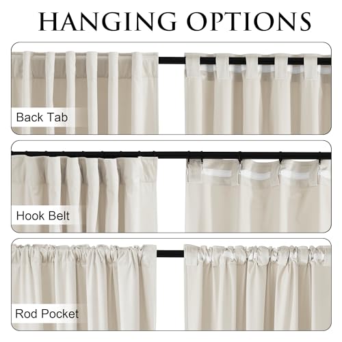 Image of StangH Beige Velvet Curtains 96 Inch Length, Luxury Warm Beige Drapes for High Ceiling Studio, Aesthetic Minimalist Room Darkening Window Coverings, W52 x L96, 2 Panels